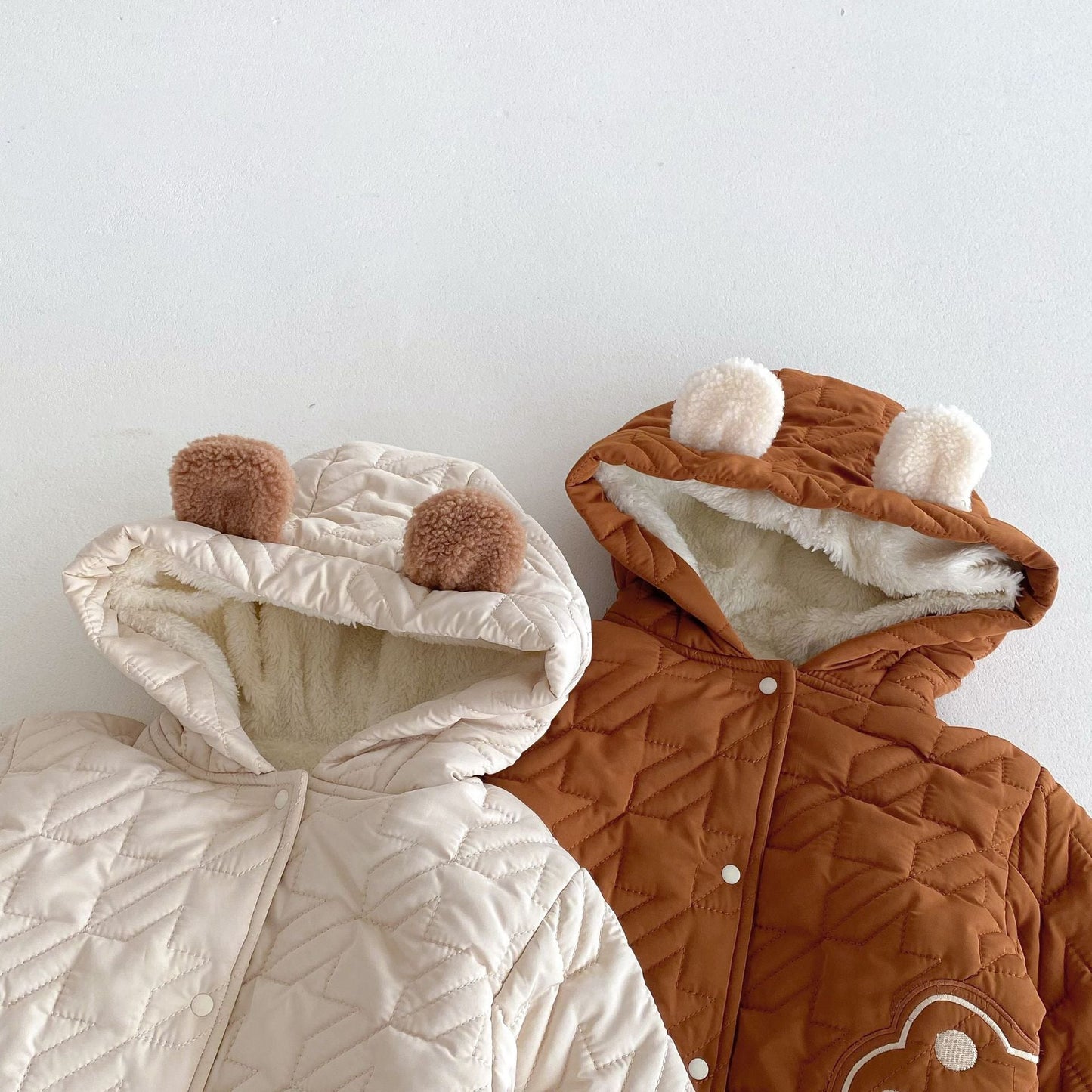 Winter Infant Baby Teddy Paws Pattern Long Sleeves Coat With Thick Pants Cute Sets-3