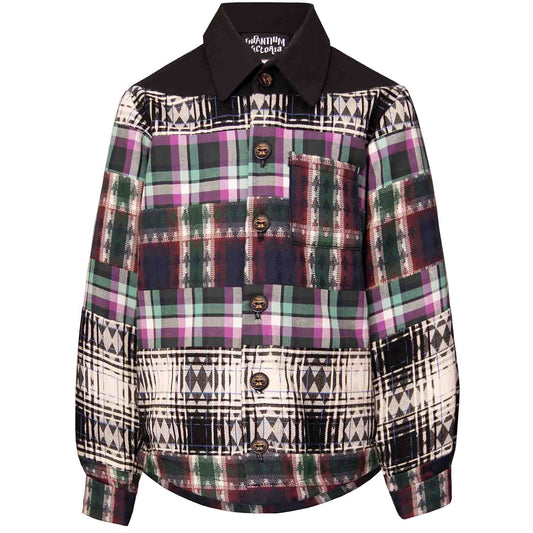 Mixed Tartan Plaid Shirt-0