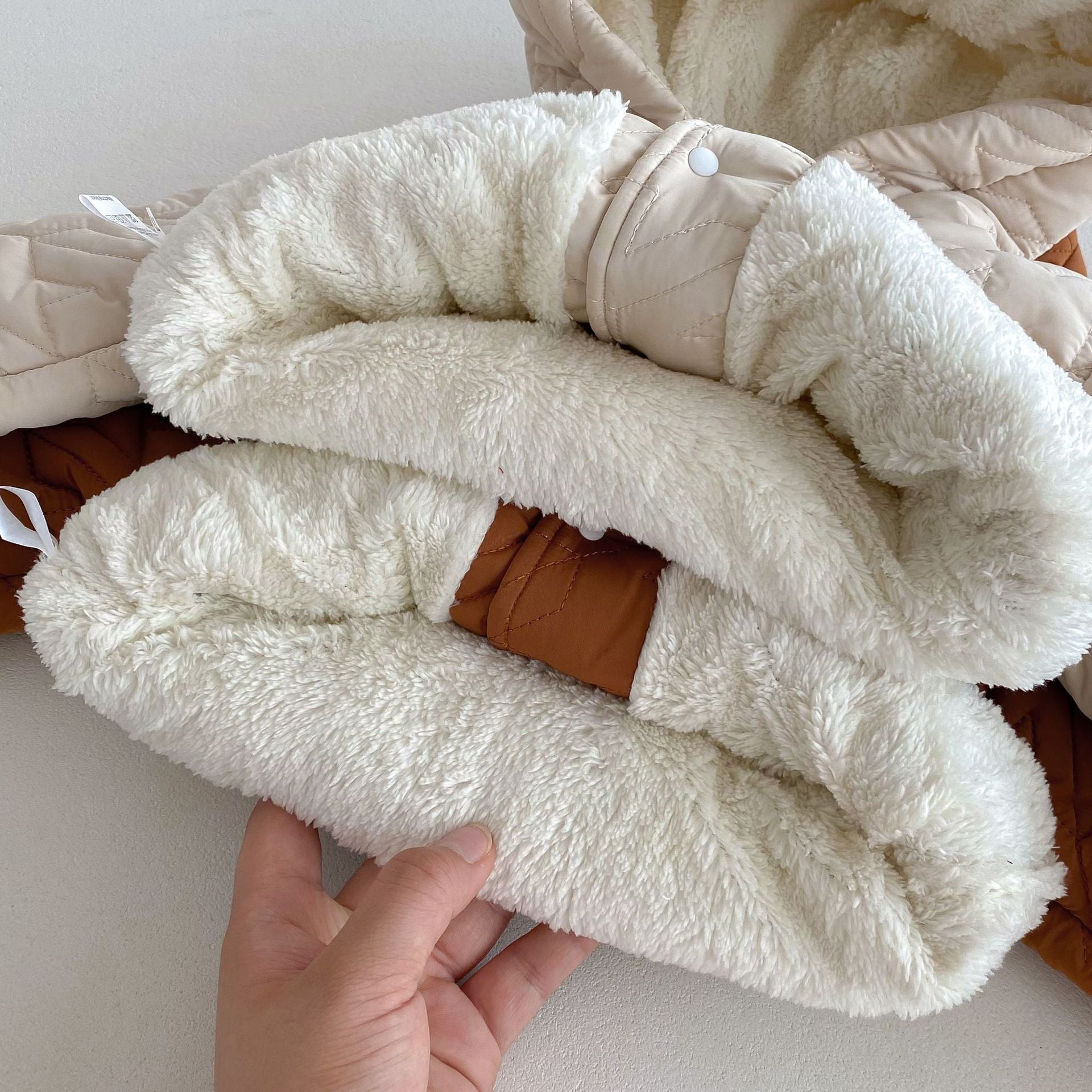 Winter Infant Baby Teddy Paws Pattern Long Sleeves Coat With Thick Pants Cute Sets-2